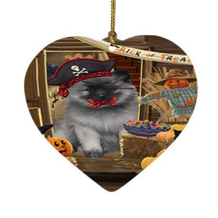 Enter at Own Risk Trick or Treat Halloween Keeshond Dog Heart Christmas Ornament HPOR53171