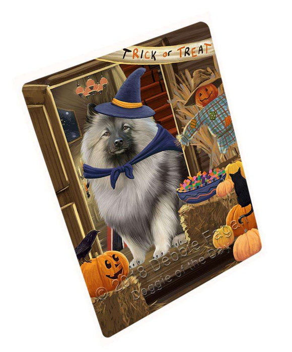 Enter at Own Risk Trick or Treat Halloween Keeshond Dog Large Refrigerator / Dishwasher Magnet RMAG79896