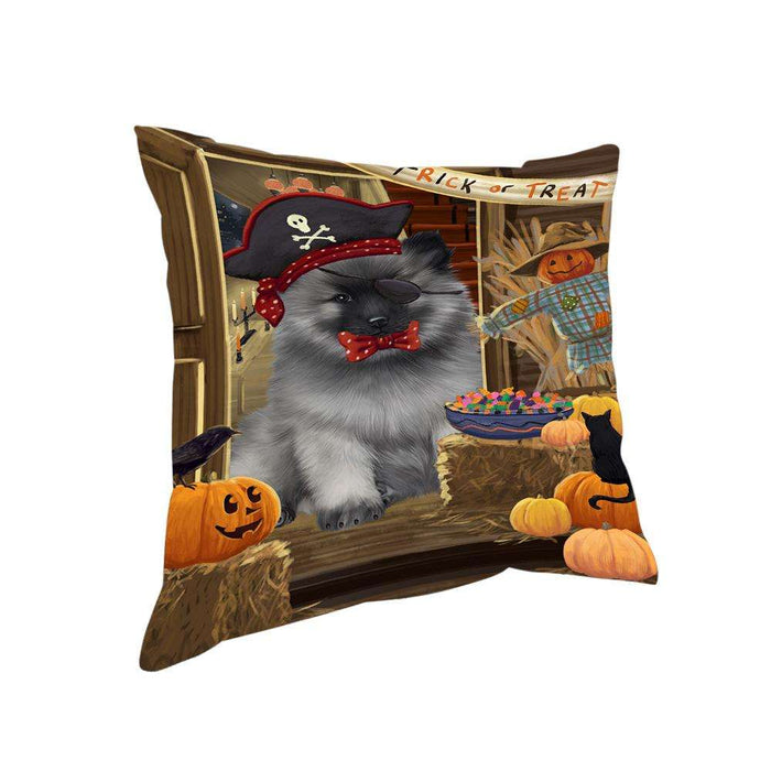 Enter at Own Risk Trick or Treat Halloween Keeshond Dog Pillow PIL69308