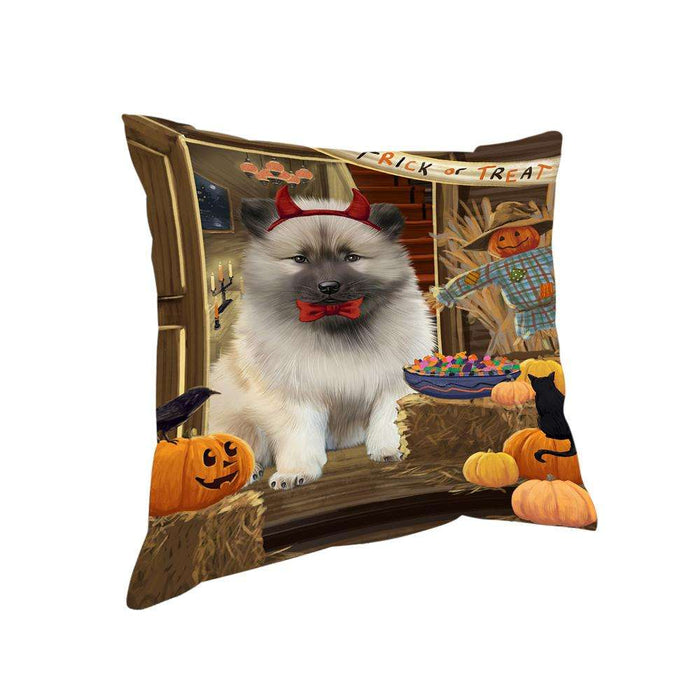 Enter at Own Risk Trick or Treat Halloween Keeshond Dog Pillow PIL69312