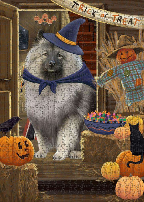 Enter at Own Risk Trick or Treat Halloween Keeshond Dog Puzzle with Photo Tin PUZL79832