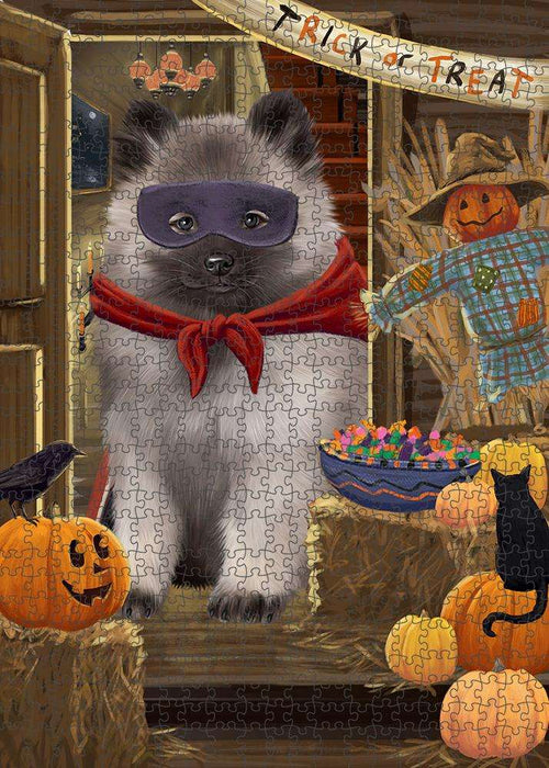 Enter at Own Risk Trick or Treat Halloween Keeshond Dog Puzzle with Photo Tin PUZL79836