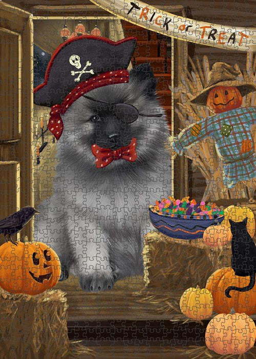 Enter at Own Risk Trick or Treat Halloween Keeshond Dog Puzzle with Photo Tin PUZL79840