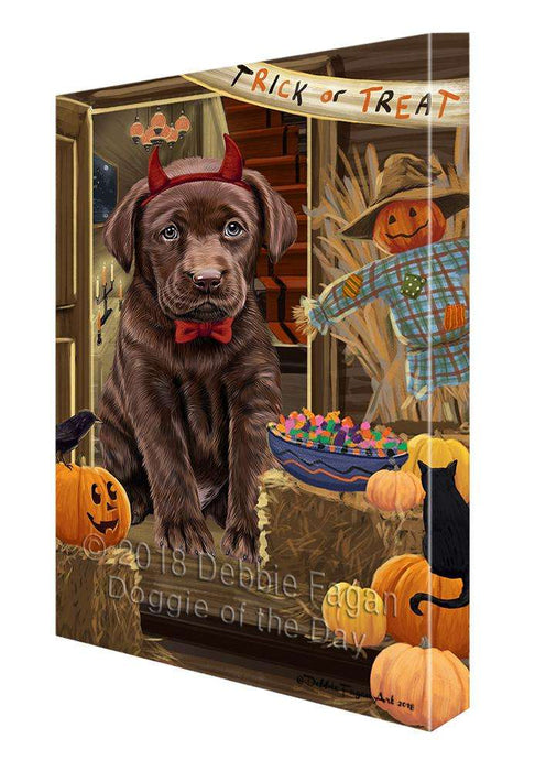 Enter at Own Risk Trick or Treat Halloween Labrador Retriever Dog Canvas Print Wall Art Décor CVS96443