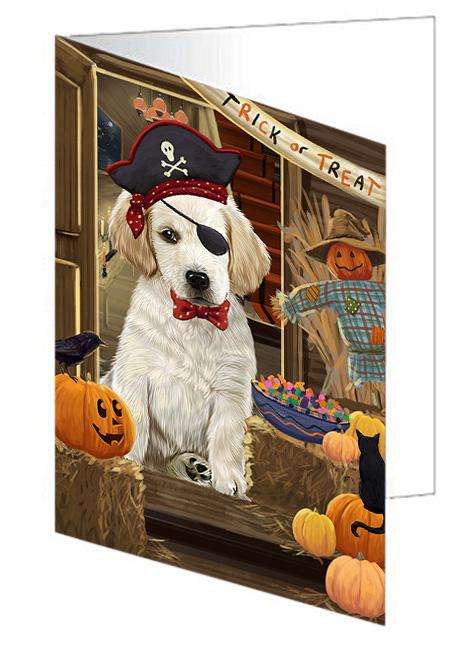 Enter at Own Risk Trick or Treat Halloween Labrador Retriever Dog Handmade Artwork Assorted Pets Greeting Cards and Note Cards with Envelopes for All Occasions and Holiday Seasons GCD63557