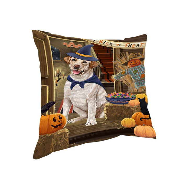 Enter at Own Risk Trick or Treat Halloween Labrador Retriever Dog Pillow PIL69320