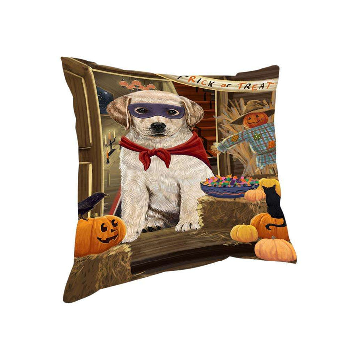 Enter at Own Risk Trick or Treat Halloween Labrador Retriever Dog Pillow PIL69324