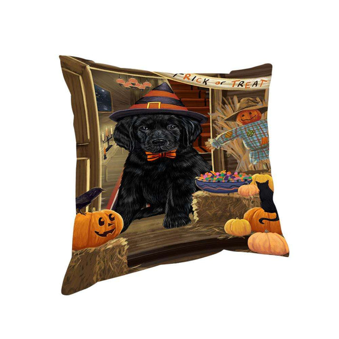 Enter at Own Risk Trick or Treat Halloween Labrador Retriever Dog Pillow PIL69336