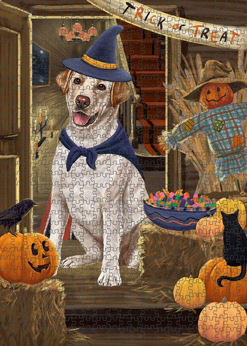 Enter at Own Risk Trick or Treat Halloween Labrador Retriever Dog Puzzle with Photo Tin PUZL79852