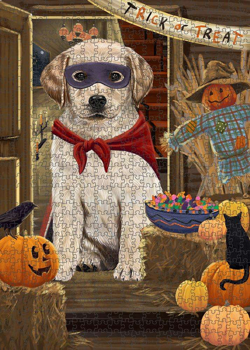 Enter at Own Risk Trick or Treat Halloween Labrador Retriever Dog Puzzle with Photo Tin PUZL79856