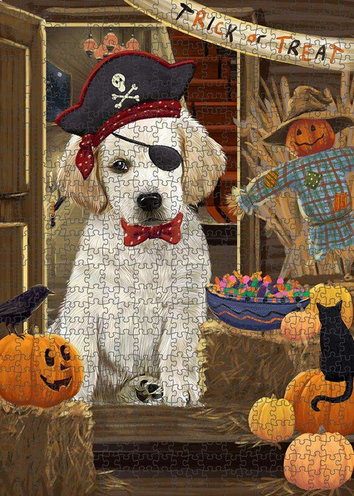 Enter at Own Risk Trick or Treat Halloween Labrador Retriever Dog Puzzle with Photo Tin PUZL79860