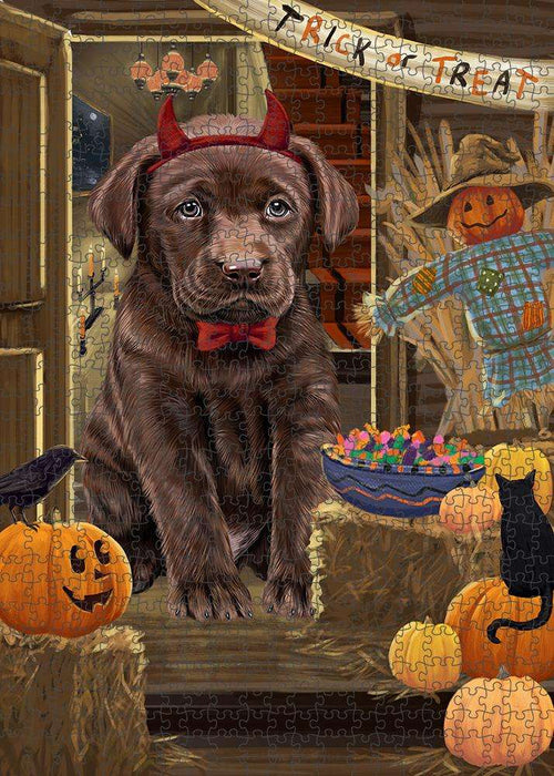 Enter at Own Risk Trick or Treat Halloween Labrador Retriever Dog Puzzle with Photo Tin PUZL79864