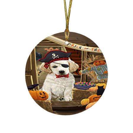Enter at Own Risk Trick or Treat Halloween Labrador Retriever Dog Round Flat Christmas Ornament RFPOR53167