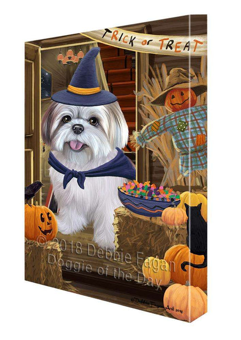 Enter at Own Risk Trick or Treat Halloween Lhasa Apso Dog Canvas Print Wall Art Décor CVS96461