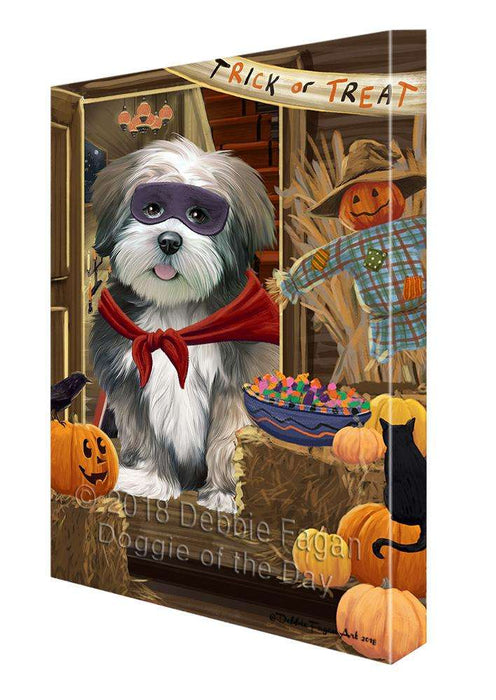 Enter at Own Risk Trick or Treat Halloween Lhasa Apso Dog Canvas Print Wall Art Décor CVS96470