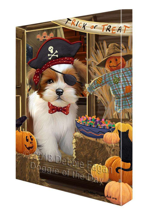 Enter at Own Risk Trick or Treat Halloween Lhasa Apso Dog Canvas Print Wall Art Décor CVS96479
