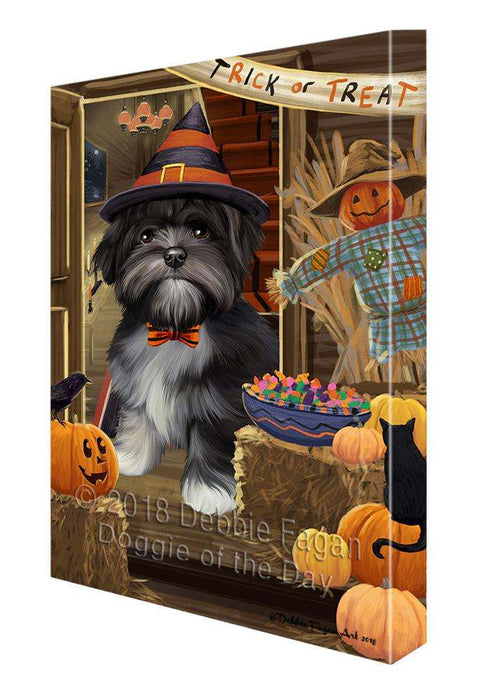 Enter at Own Risk Trick or Treat Halloween Lhasa Apso Dog Canvas Print Wall Art Décor CVS96497