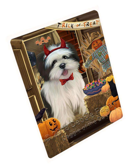 Enter at Own Risk Trick or Treat Halloween Lhasa Apso Dog Large Refrigerator / Dishwasher Magnet RMAG79974