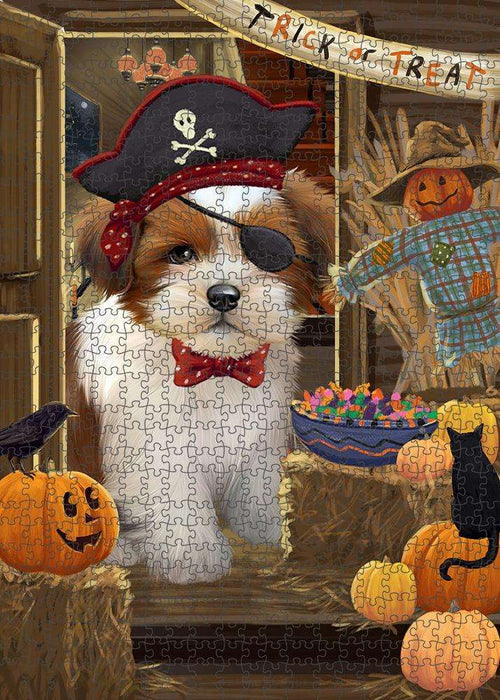 Enter at Own Risk Trick or Treat Halloween Lhasa Apso Dog Puzzle with Photo Tin PUZL79880