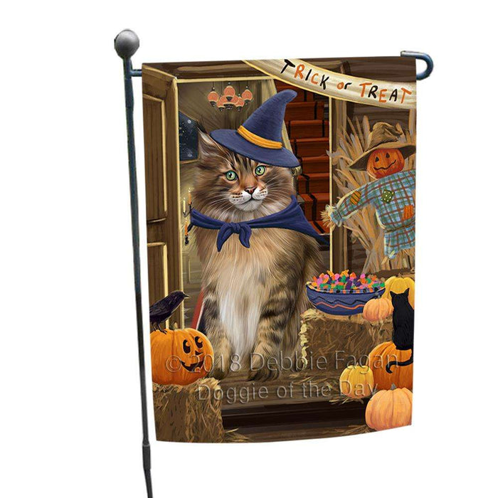 Enter at Own Risk Trick or Treat Halloween Maine Coon Cat Garden Flag GFLG53246