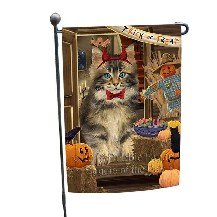 Enter at Own Risk Trick or Treat Halloween Maine Coon Cat Garden Flag GFLG53249