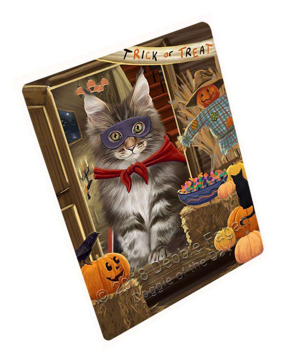 Enter at Own Risk Trick or Treat Halloween Maine Coon Cat Large Refrigerator / Dishwasher Magnet RMAG79992