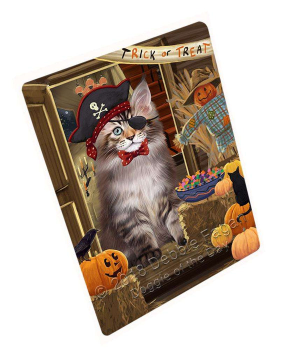 Enter at Own Risk Trick or Treat Halloween Maine Coon Cat Large Refrigerator / Dishwasher Magnet RMAG79998