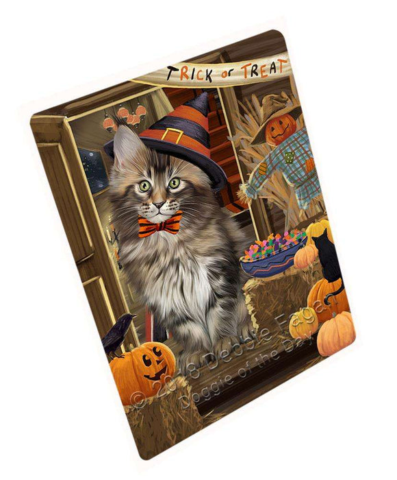 Enter at Own Risk Trick or Treat Halloween Maine Coon Cat Large Refrigerator / Dishwasher Magnet RMAG80010