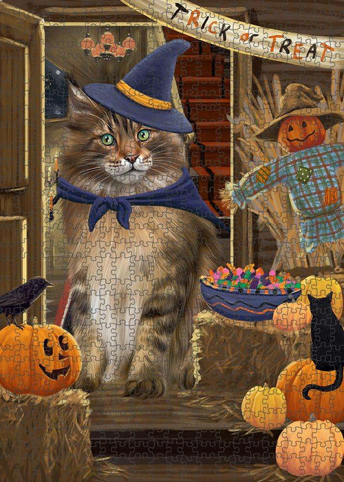 Enter at Own Risk Trick or Treat Halloween Maine Coon Cat Puzzle with Photo Tin PUZL79892