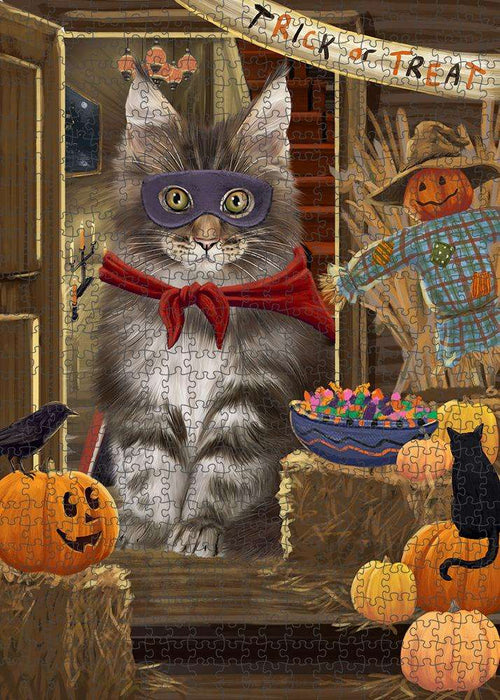 Enter at Own Risk Trick or Treat Halloween Maine Coon Cat Puzzle with Photo Tin PUZL79896