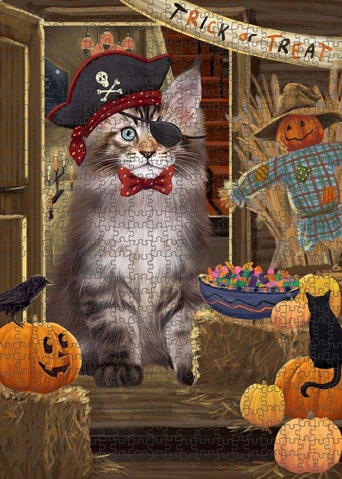 Enter at Own Risk Trick or Treat Halloween Maine Coon Cat Puzzle with Photo Tin PUZL79900