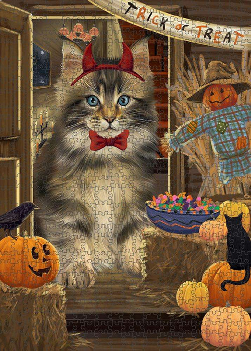 Enter at Own Risk Trick or Treat Halloween Maine Coon Cat Puzzle with Photo Tin PUZL79904