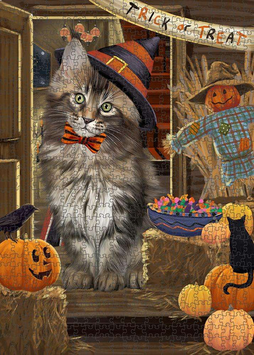 Enter at Own Risk Trick or Treat Halloween Maine Coon Cat Puzzle with Photo Tin PUZL79908