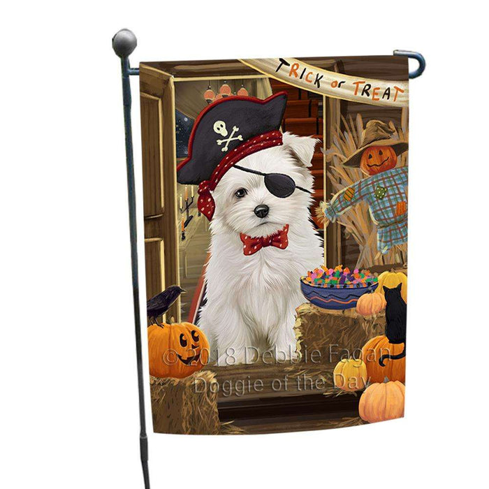 Enter at Own Risk Trick or Treat Halloween Maltese Dog Garden Flag GFLG53253