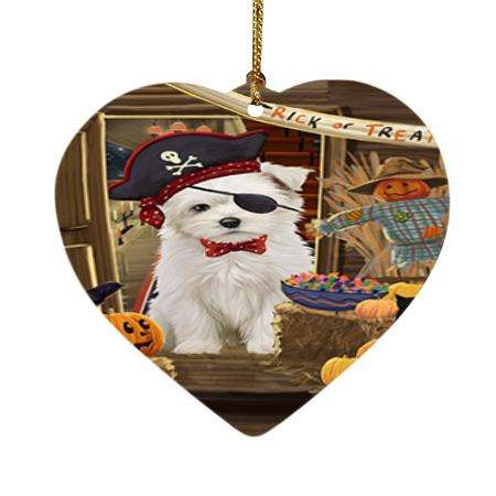 Enter at Own Risk Trick or Treat Halloween Maltese Dog Heart Christmas Ornament HPOR53191