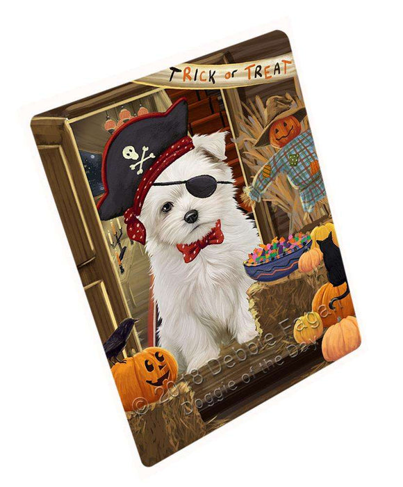Enter at Own Risk Trick or Treat Halloween Maltese Dog Large Refrigerator / Dishwasher Magnet RMAG80028