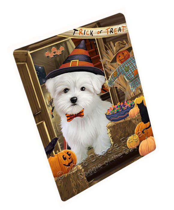 Enter at Own Risk Trick or Treat Halloween Maltese Dog Large Refrigerator / Dishwasher Magnet RMAG80040