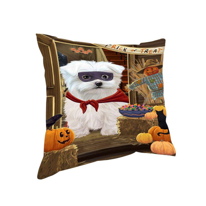 Enter at Own Risk Trick or Treat Halloween Maltese Dog Pillow PIL69384