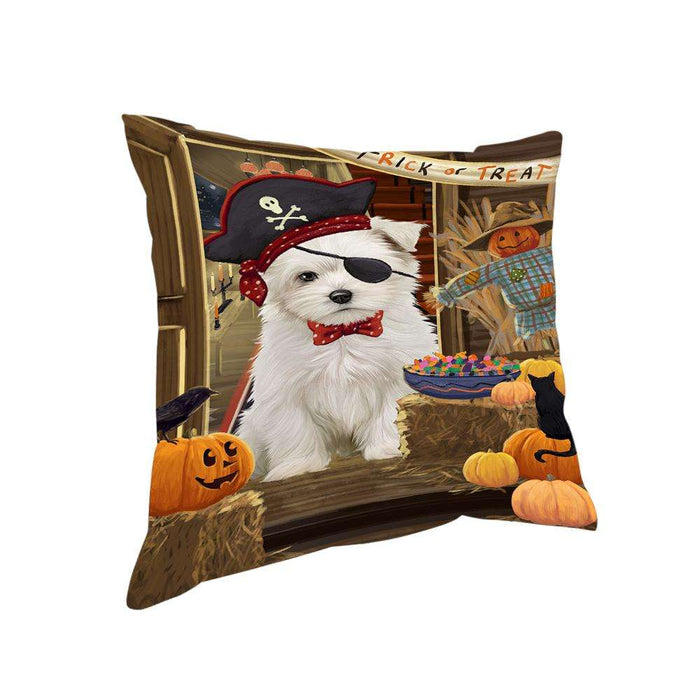 Enter at Own Risk Trick or Treat Halloween Maltese Dog Pillow PIL69388
