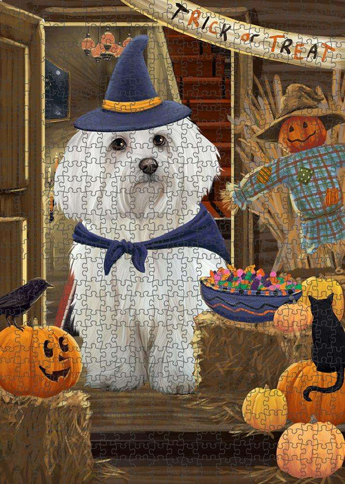 Enter at Own Risk Trick or Treat Halloween Maltese Dog Puzzle with Photo Tin PUZL79912