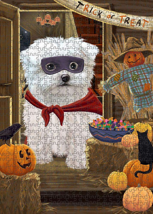 Enter at Own Risk Trick or Treat Halloween Maltese Dog Puzzle with Photo Tin PUZL79916