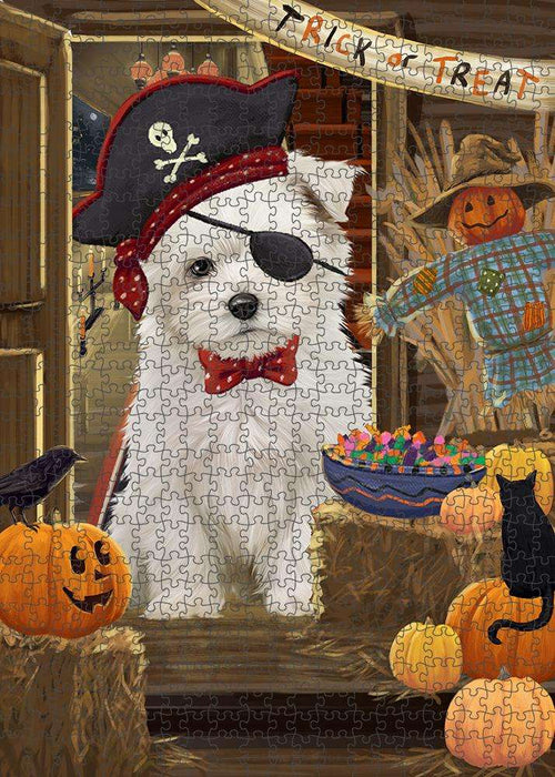Enter at Own Risk Trick or Treat Halloween Maltese Dog Puzzle with Photo Tin PUZL79920