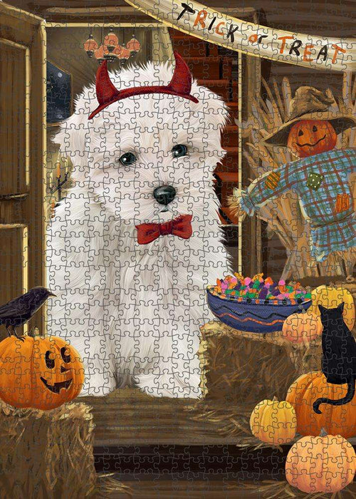 Enter at Own Risk Trick or Treat Halloween Maltese Dog Puzzle with Photo Tin PUZL79924