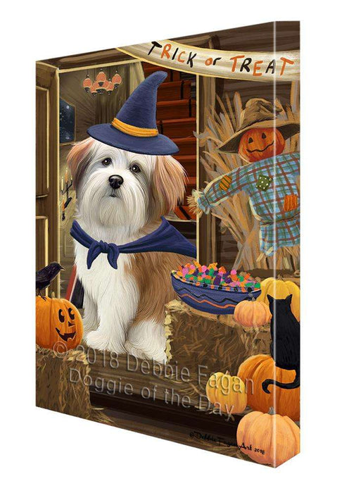 Enter at Own Risk Trick or Treat Halloween Malti Tzu Dog Canvas Print Wall Art Décor CVS96596
