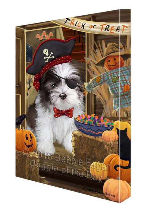 Enter at Own Risk Trick or Treat Halloween Malti Tzu Dog Canvas Print Wall Art Décor CVS96614