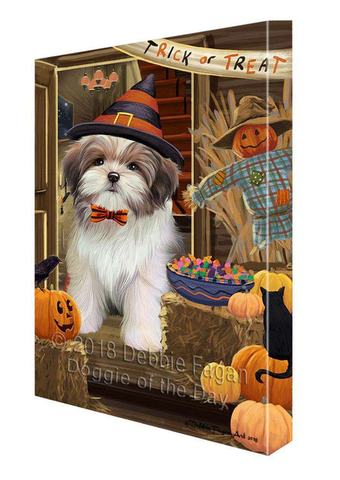 Enter at Own Risk Trick or Treat Halloween Malti Tzu Dog Canvas Print Wall Art Décor CVS96632