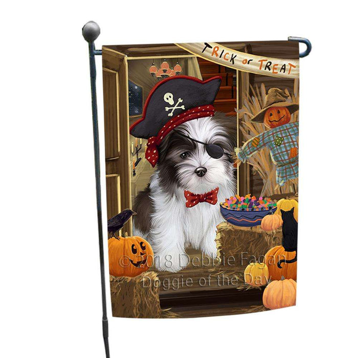 Enter at Own Risk Trick or Treat Halloween Malti Tzu Dog Garden Flag GFLG53258