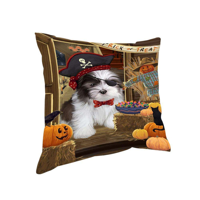 Enter at Own Risk Trick or Treat Halloween Malti Tzu Dog Pillow PIL69408