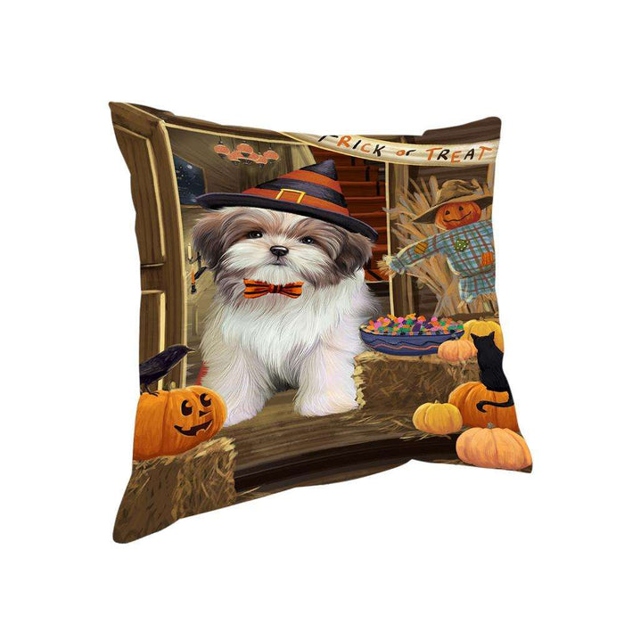 Enter at Own Risk Trick or Treat Halloween Malti Tzu Dog Pillow PIL69416