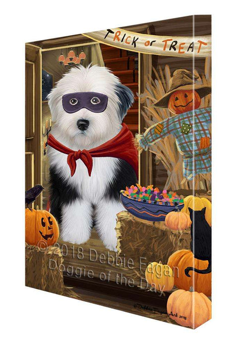 Enter at Own Risk Trick or Treat Halloween Old English Sheepdog Canvas Print Wall Art Décor CVS96650